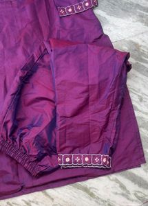 Purple Silk Kurta Set with Embroidery