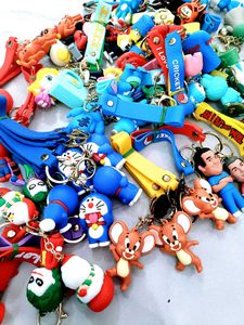 Pack Of 10 Pc different Character Keychains, (New)