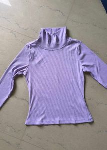 Lilac Ribbed Turtleneck Top
