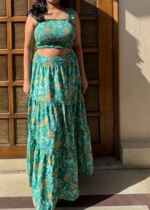 Green Floral Tiered Co-ord Set