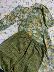 Green cotton kurta Pant set