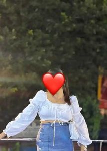 White Puff Sleeve Tie-Front Crop Top