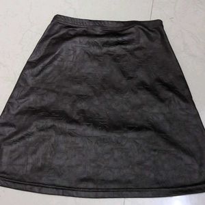 Grungy Faux Leather A-Line Skirt