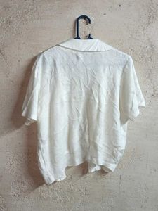 White Collared Short Sleeve Top Shirt
