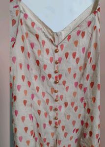 Sheer Pink &amp; Orange Print Mini Dress