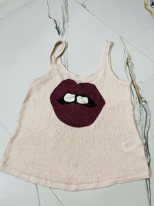 Cute Lips Knit Tank Top