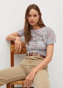Mango Floral Puff Sleeve Top