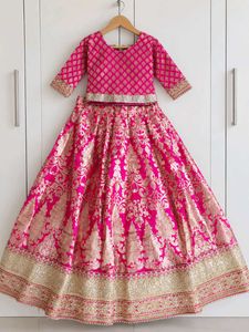 Vibrant Pink Brocade Lehenga Choli