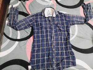 Men's Blue Plaid Long Sleeve Shirt