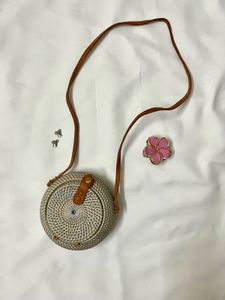 Cute Round Rattan Crossbody Bag