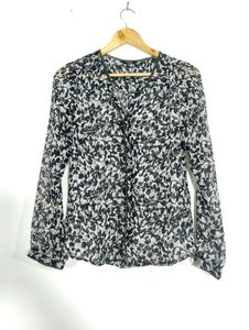 Black And White Printed Transparent Top (Women)