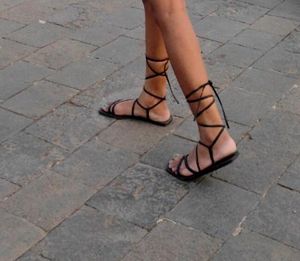 🇬🇧Black Strappy Square Toe Flat Sandals