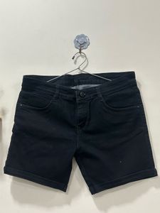 Classic Black Denim Shorts