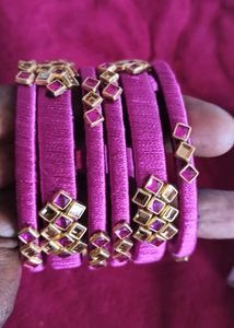 silk thread bangles combo set of 6