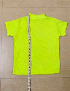 Neon Yellow Mock Neck Tee 📍Free Delivery