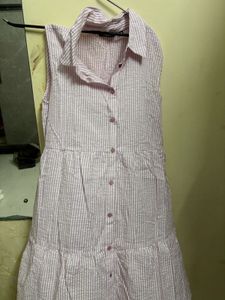Chic Striped Tiered Shirt Dress