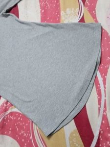 Grey Cold Shoulder Ribbed Top