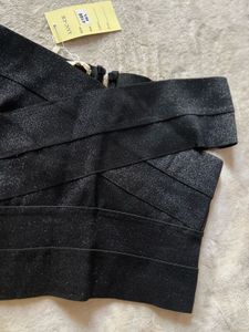 Chic Black Off-Shoulder Bandage Top