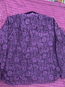 Elegant Purple Lace Button-Up Blouse