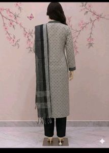 Elegant Grey Printed Kurta Set with Dupatta
