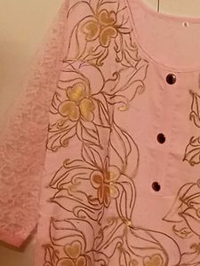 Pink Floral Embroidered Kurta