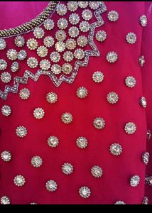 bust 42 Stunning Red Embellished Ethnic Gown