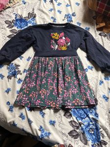 Floral Print Dress with Embroidery