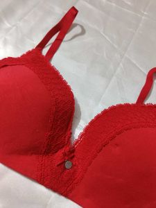 Red Lace Trim Bra