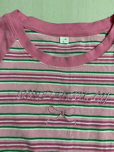 Cute Pink Striped Cropped Top