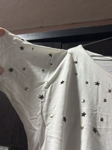 Cute White Embellished Top
