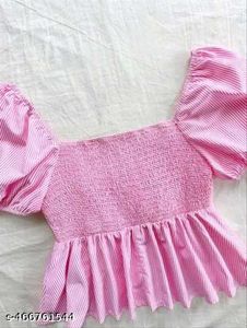 Chic Pink Striped Peplum Top