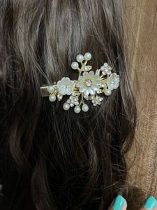 Floral Hair Clips with Pearls &amp; Crystals