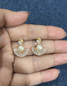 Pearl &amp; Crystal Fan Earrings