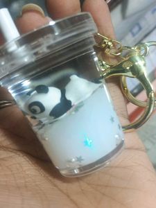 Cute Panda Bubble Tea Keychain with charm