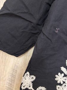 Black Embroidered Cotton Blouse