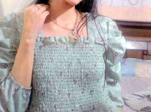 Light Green Smocked Floral Dress