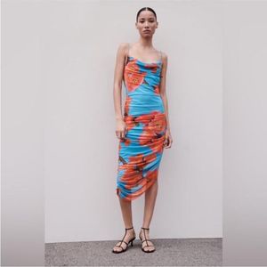 Zara Limited Edition Floral Back Open MIDI Dress