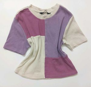 Patchwork Color Block crop top T-Shirt
