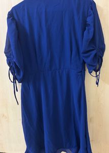 V-Neck Wrap Dress with Puff Sleeves