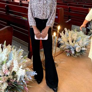 Black Flared High-Waisted Pants