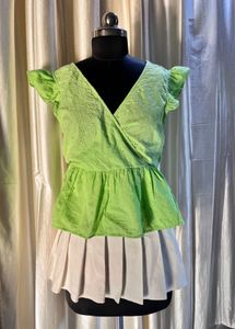 Lime Green Eyelet Wrap Top🍋‍🟩