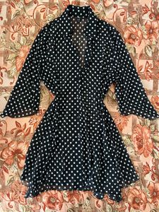 Classic Black Polka Dot Sheer Top