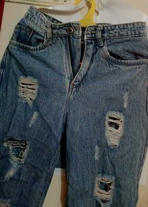 Distressed Blue Jeans Women