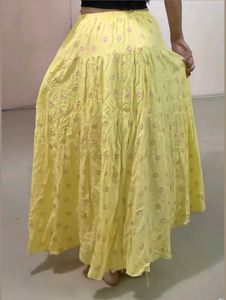Yellow Floral Tiered Maxi Skirt