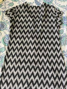 Black &amp; Silver Zig-Zag Qipao Maxi Dress