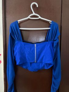 Royal Blue Ruched Corset Top