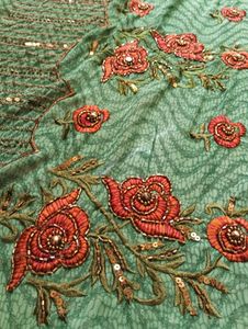 Elegant Green Embroidered Saree