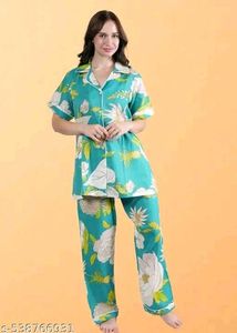 Floral Print Cotton Night Suit Set