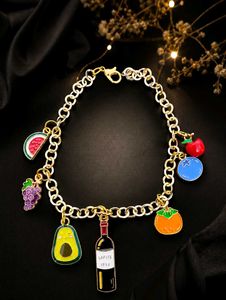Fruit Charm & Wine Bottle Bracelet 🍇🍷