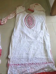 white designer dress  kurta plus duppatta